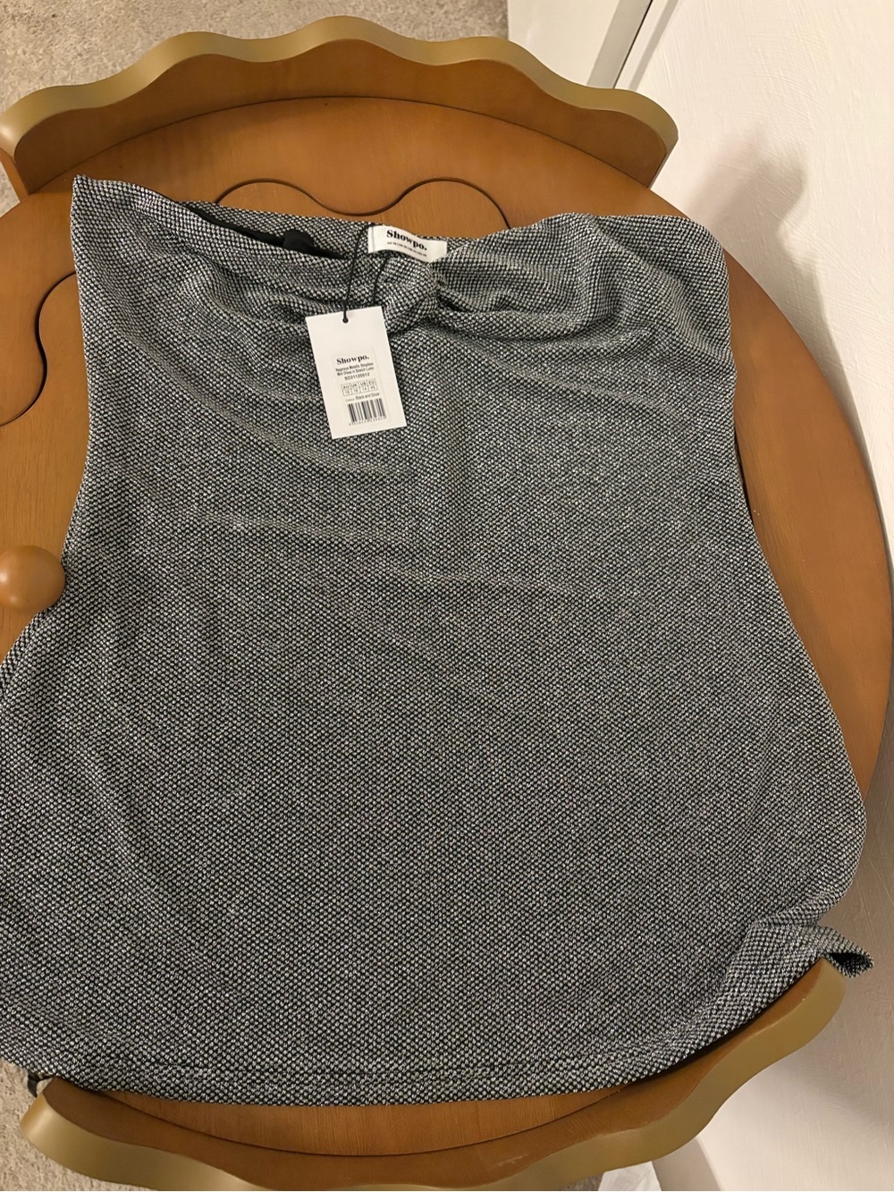Showpo Metallic Black & Silver Strapless Textured Camisole